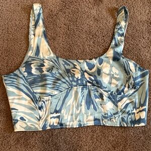 House of Harlow 1960 Crop Blue Patterned Women's Top XL